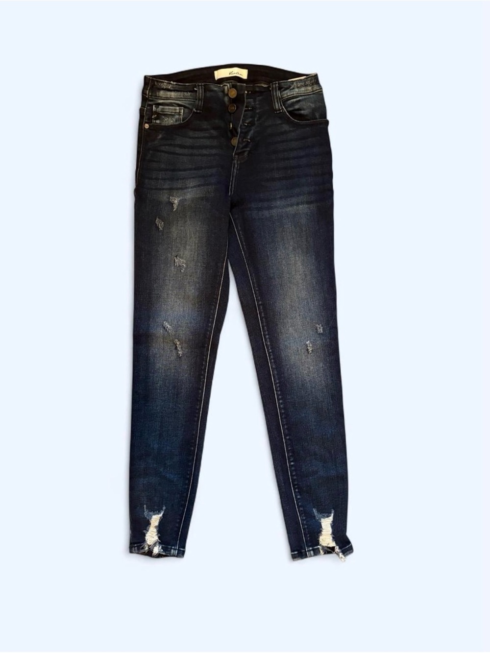 Dark Wash Distressed Women’s Jeans - Slim Fit